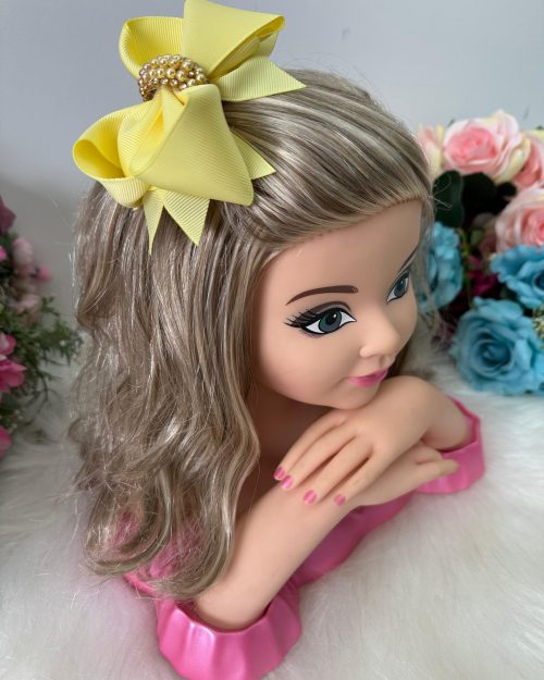 Laço Belli Perolas e Strass Mavie Amarelo
