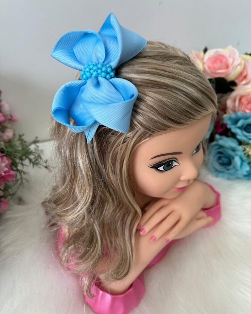 Laço Belli Perolas Maria Eduarda Azul Bebe
