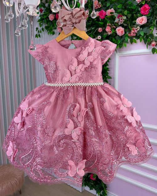 Vestido Marie Jardim Encantado Luxo Rose