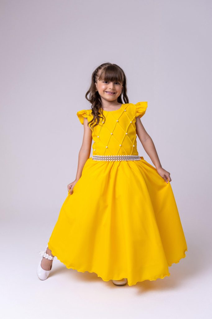 Vestido Ysa Kids Ariane Longo Amarelo Gema