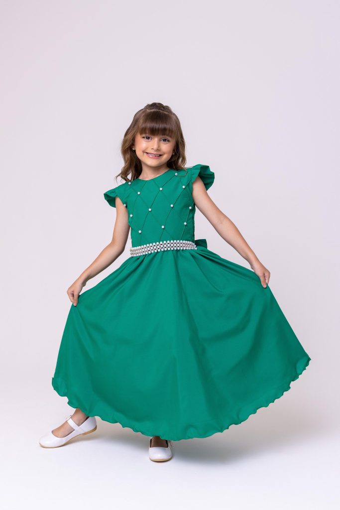 Vestido Ysa Kids Ariane Longo Verde Bandeira