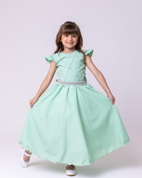 Vestido Ysa Kids Ariane Longo Verde Oliva