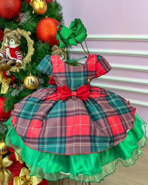 Vestido Xadrez Vermelho e Verde Natal