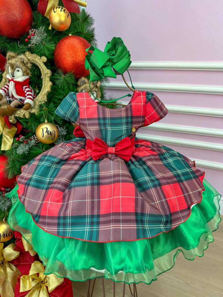 Vestido Xadrez Vermelho e Verde Natal